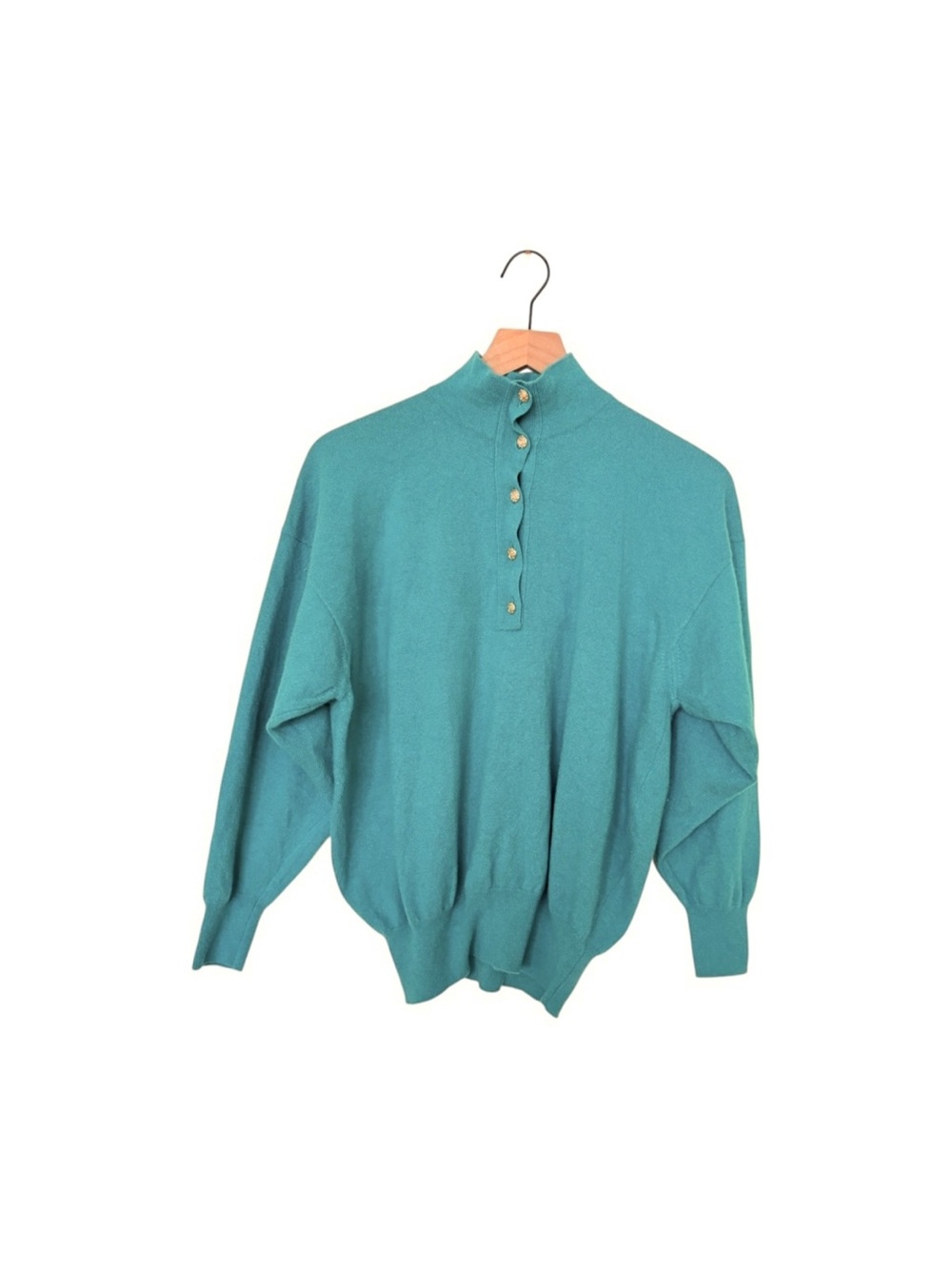 John Laing. Bluish Green Soft cashmere Dolman Sleeves Button Front Sweater XL